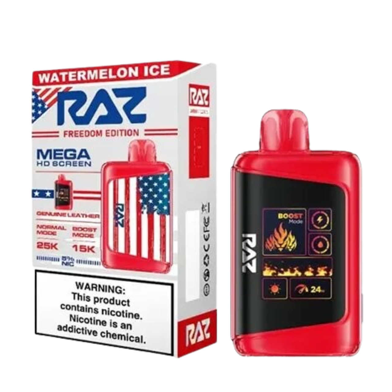 Watermelon Ice Freedom Edition RAZ Vape DC25000: A Vaping