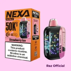 RAZ VAPE NEAR ME 3 Strawberry Ice Nexa Ultra II 50K Puffs Disposable Vape - 20mL