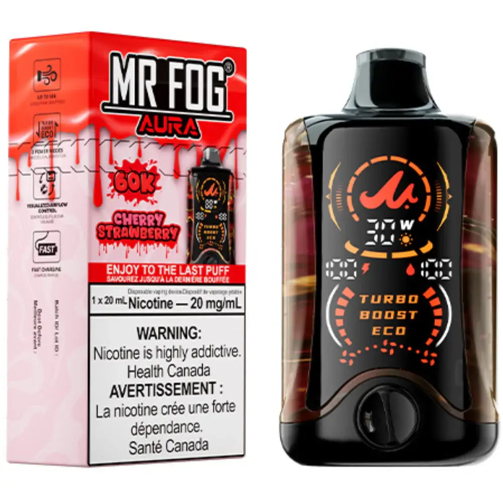 Cherry Strawberry Mr Fog Aura 60K Puffs Disposable Vape 1 Cherry Strawberry Mr Fog Aura 60K Puffs Disposable Vape