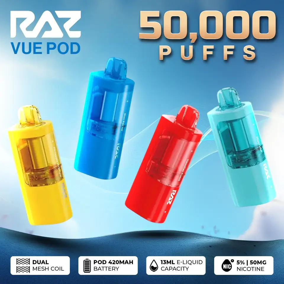 Raspberry Watermelon Raz Vue 50K Disposable Pod Only 1 Raspberry Watermelon Raz Vue 50K Disposable Pod