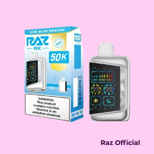Iced Blue Dragon Raz Rx 50K Puffs Disposable Vape 1 Iced Blue Dragon Raz Rx