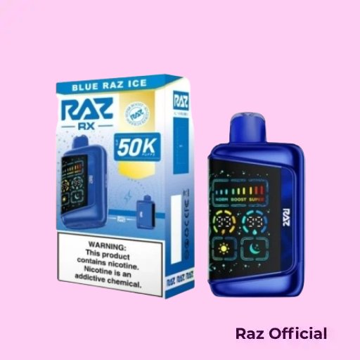 Blue Razz Ice Raz Rx 50K Disposable Vape 1 Blue Razz Ice Raz Rx