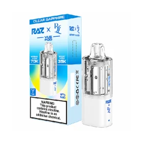 Clear Sapphire Raz Ryl Vue 70K Puffs Disposable Pod